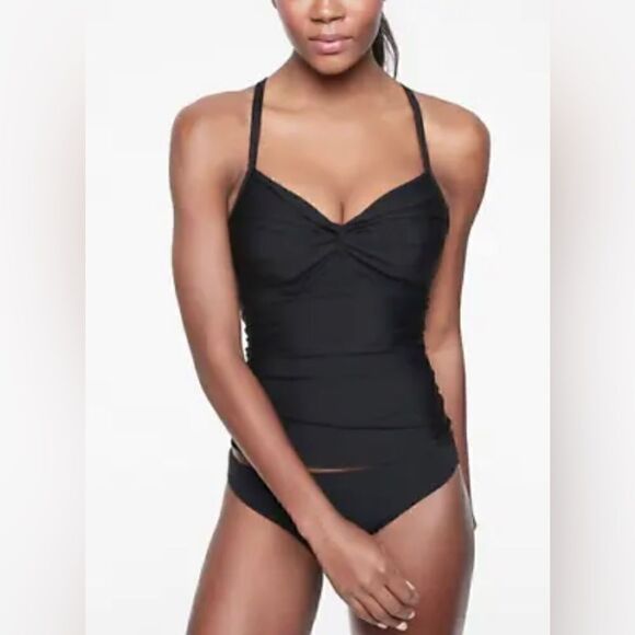 ATHLETA  Swim Twist Up Tankini Top Size 32D/DD Navy Blue NWT $69 386376 - Picture 4 of 11